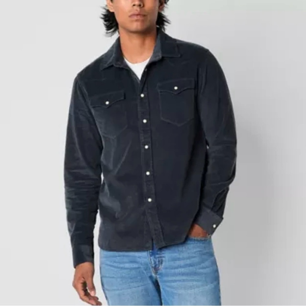 NWT FRYE AND CO. Dark Gray Casual Button Down Shirt Relaxed Fit Size XL